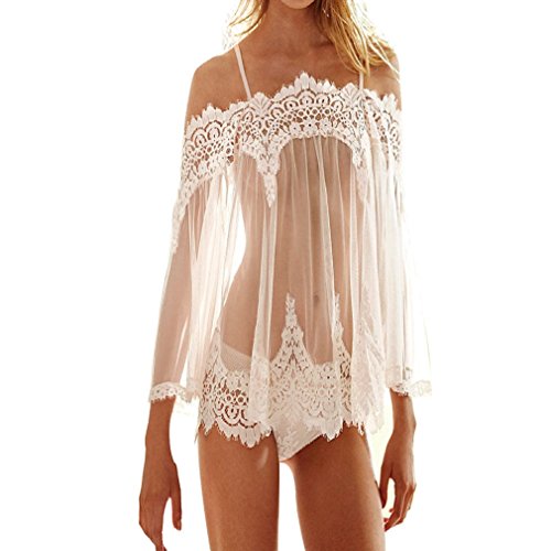 GBSELL 2PCS Women Lingerie Underwear Sleepwear Lace Bra Dress + G-string Set