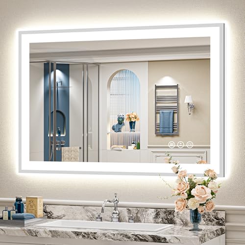 AWANDEE Lighted Bathroom Mirror 44x30 Dimmable 3 Colors