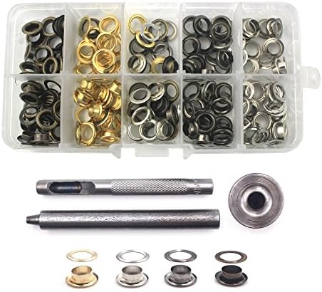 Dutoz Grommets Kit with 120 Set Grommets 3 Fixing Tools, 6 mm