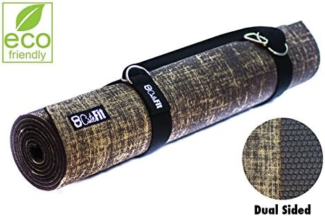 Natural Yoga Mat Premium Exercise Quality 5mm Thick - By CuteFit - We Use Non-Toxic Organic Natural Jute for a Natural Feel with Grip Padding Underneath Extra Long 72โ With Carrying Strap