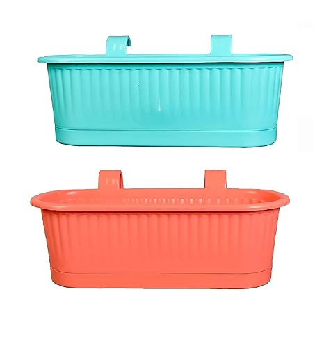 Clastik Virgin Plastic Hanging Planter, Multicolour (Multicolor Pack 2)