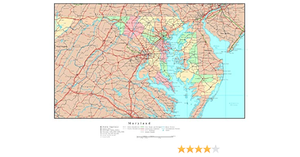 Road Map Of Maryland Amazon.com: Large Detailed Administrative Map Of Maryland State With Roads,  Highways And Major Cities Vivid Imagery Laminated Poster Print-20 Inch By  30 Inch Laminated Poster: Posters & Prints