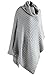 Simplee Apparel Women's Turtleneck Knitted Poncho Pullovers Sweater,Gray,One Size,Gray,One Size