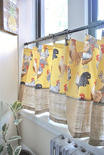 Amazon Com Yellow Rooster Cafe Curtain Panel Set Handmade