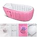 Baby Inflatable Bathtub,Topist Portable Mini Air Swimming Pool Kid Infant Toddler Thick Foldable Shower Basin with Soft Cushion Central Seat (Pink)