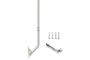 CEKAY Universal Adjustable Mounting Pole, Steel J-Mount for Attic Outdoor Roof Wall Installation, Weatherproof Mast Pole, Mounting Bracket and Hardware Included (Diameter 1 1/4", Length 33 1/4", White)