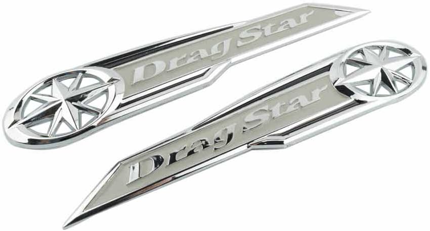 Classic Chrome Motorcycle Dragstar Gas Tank Badge Emblem Drag Star Decals Stickers for Yamaha Vstar XVS XV 400 650 XV400 XVS400 110 (Chrome)