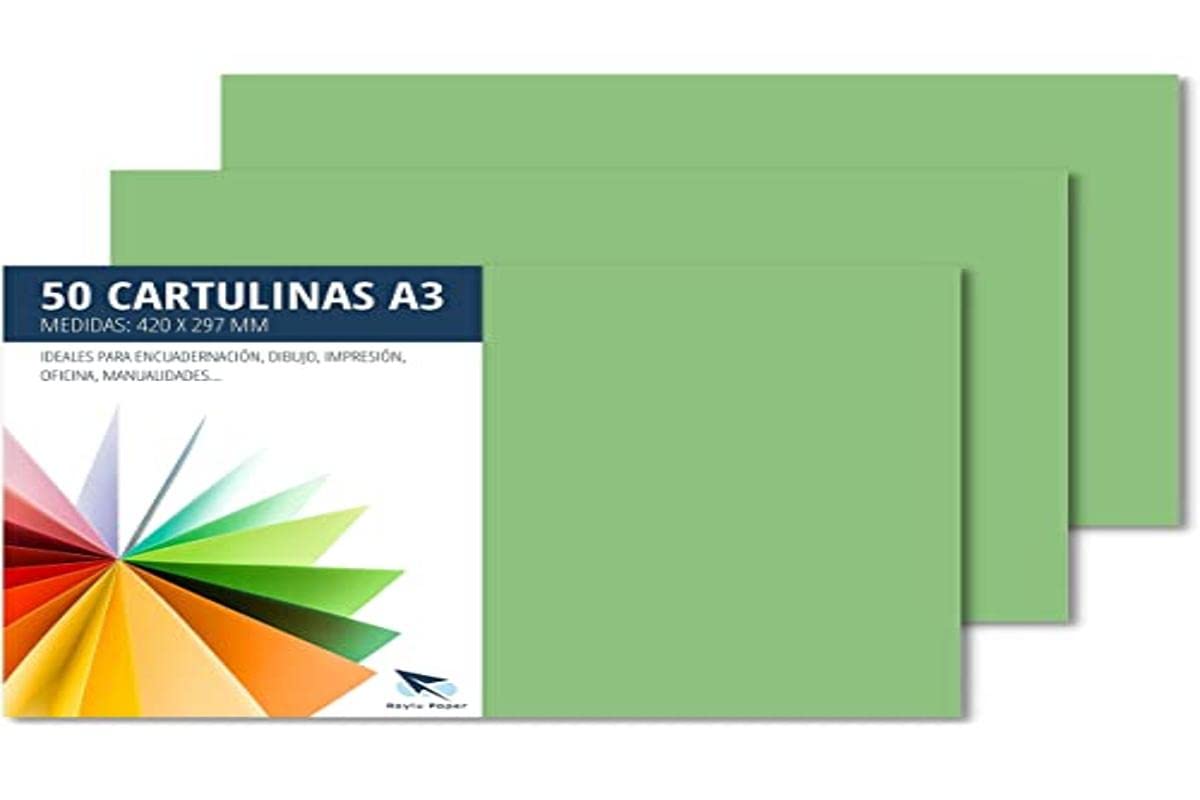 RAYLU Paper Coloured Paper A3 50 Pieces 180gsm Card Paper 297 x 420 mm Professional Coloured Cardboard Boxes for Office Copy Paper Colourful Paper for Crafts (Apple Green)