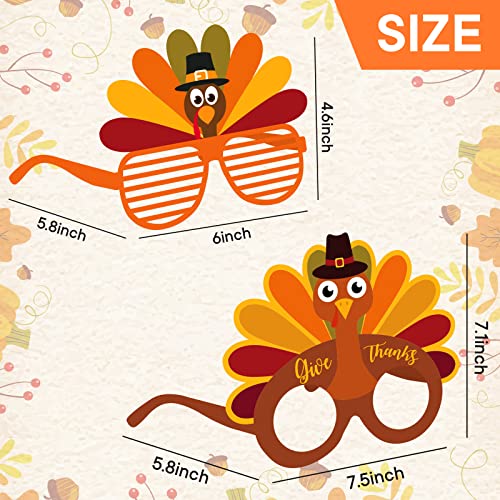 3 otters Thanksgiving Paper Glasses, 12PCS Turkey Paper Eyelasses Funny Party Glasses for Kids Adults Thanksgiving Party Favors