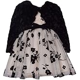 Bonnie Jean Winter Holiday Dress with Black Cardigan for Baby, Toddler, Little and Big Girls