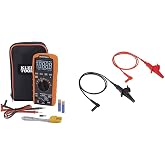 Klein Tools MM720 Digital Multimeter &amp; 69381 Alligator Clip Test Leads, Heavy-Duty Replacement Meter Leads, 3-Foot