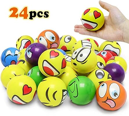 Mydio Set Of 24 Emoji Stress Balls Stress Reliver Party Favor Soft Pu Emoji Ball Assorted