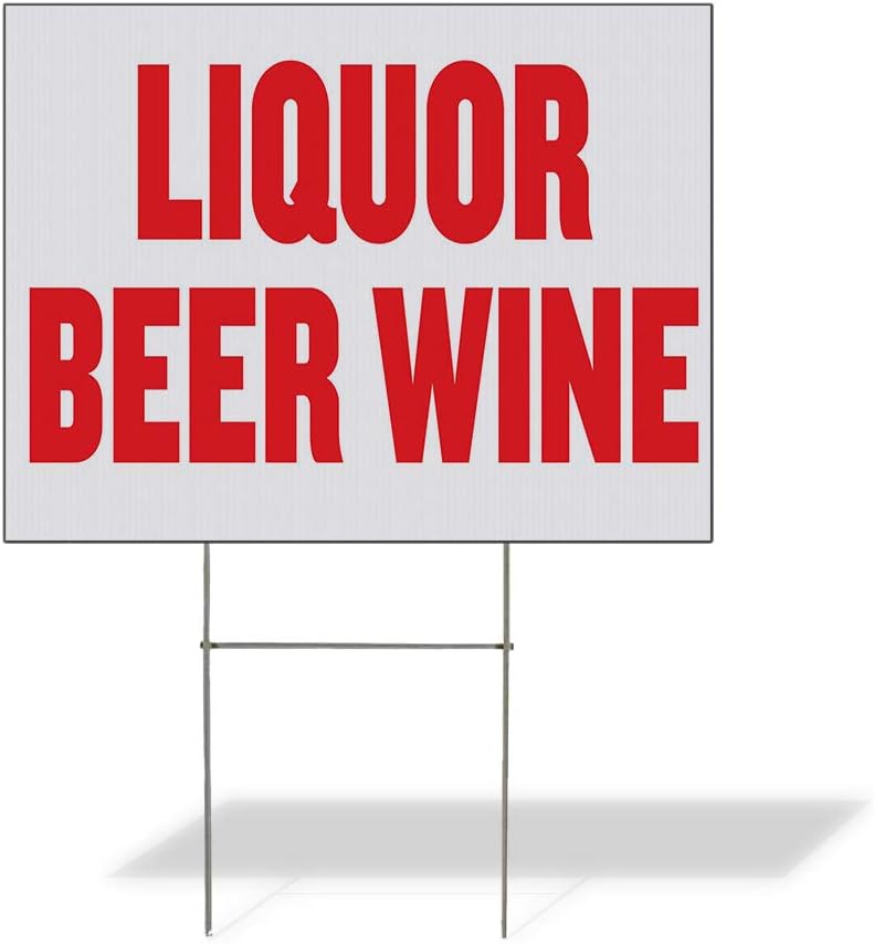 Fastasticdeals Weatherproof Yard Sign Liquor Beer Wine Restaurant Cafe Bar White Lawn Garden Bistros & CAF S 24x18 Inches 2 Sides Print