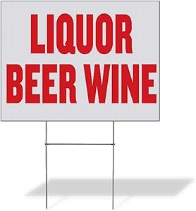 Fastasticdeals Weatherproof Yard Sign Liquor Beer Wine Restaurant Cafe Bar White Lawn Garden Bistros & CAF S 24x18 Inches 2 Sides Print