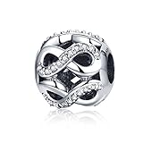 BAMOER 925 Sterling Silver Sparkling CZ Stones Infinity Love Bead Charm for Snake Bracelet