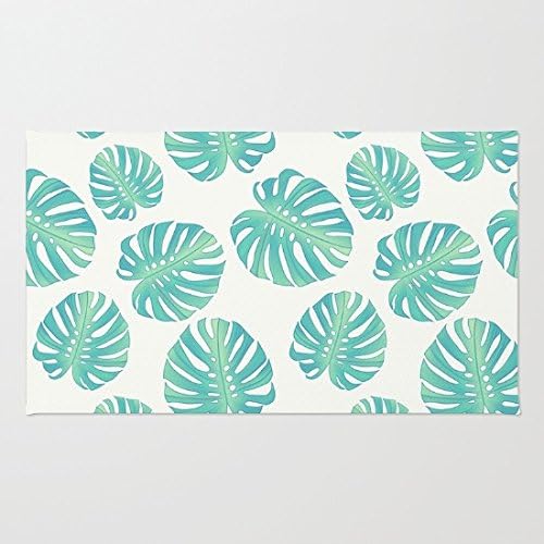 Poppylife Vintage Leaves Non-Skid Area Rug Bathroom Kitchen Entry Coral Fleece Doormats Capet 20" x 32"
