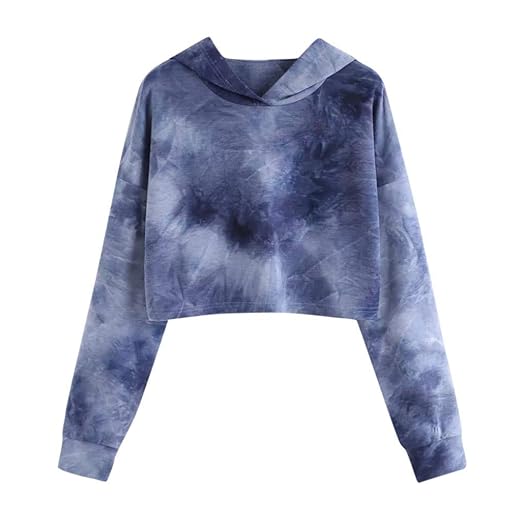 TWIFER Damen Hoodie Gedruckt Patchwork Sweatshirt Langarm Crop Pullover Tops Bluse