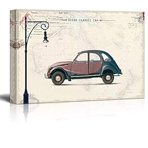 Classic Vintage Car on Retro Style Background