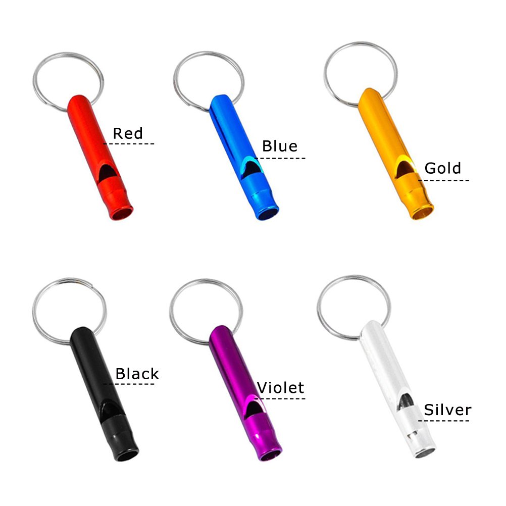 6pcs Emergency Aluminum Whistle Key Chain ,AlwaysDecor Loud Whistles great for Camping Hiking Hunting Outdoors Sports
