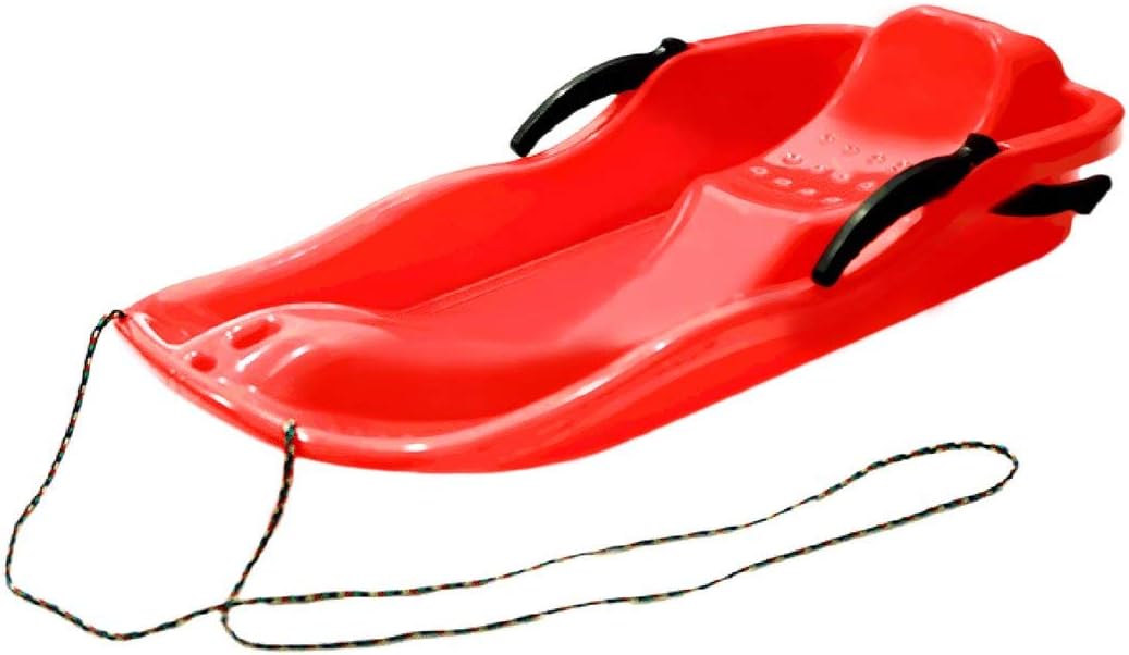Lesiey Outdoor Sports Plastic Skiing Boards Sled Luge Snow Grass Sand Board Ski Pad Snowboard With Rope For Double People - Red