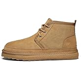 Yebonsho Men's Fur Lined Warm Anti-Slip Ankle Boots Lightweight suede snow boots Comfortable Winter Short Boots 7-10.5