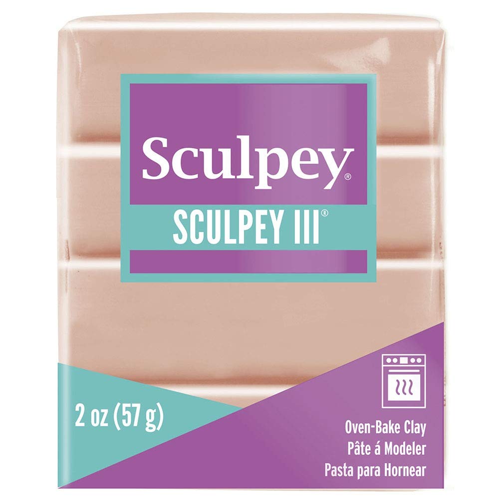 Sculpey III Polymer Oven-Bake Clay, Beige, Non Toxic, 2 oz. bar, Great for Modeling, Sculpting, Holiday, DIY, Mixed Media and School Projects.Great for Kids & Beginners!