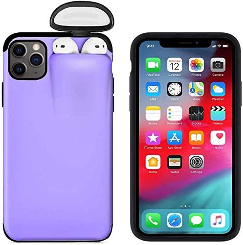2 in 1 Phone Case for iPhone 11 Pro Max and for AirPods, Liquid Silicone Gel Rubber Bumper Hard Shockproof Protective Cover for iPhone 11 Pro Max with Wireless Headphones Headset Set Protection