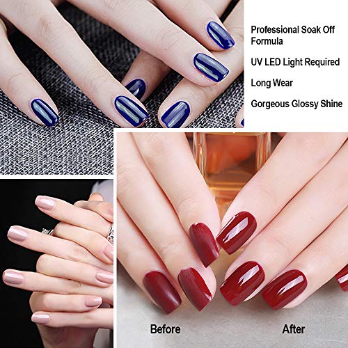 Base Coat No Wipe Top Coat Set for UV LED Gel Nail Polish, Shine Finish and Long Lasting, Soak Off UV LED Gel, 12ml Each Bottle