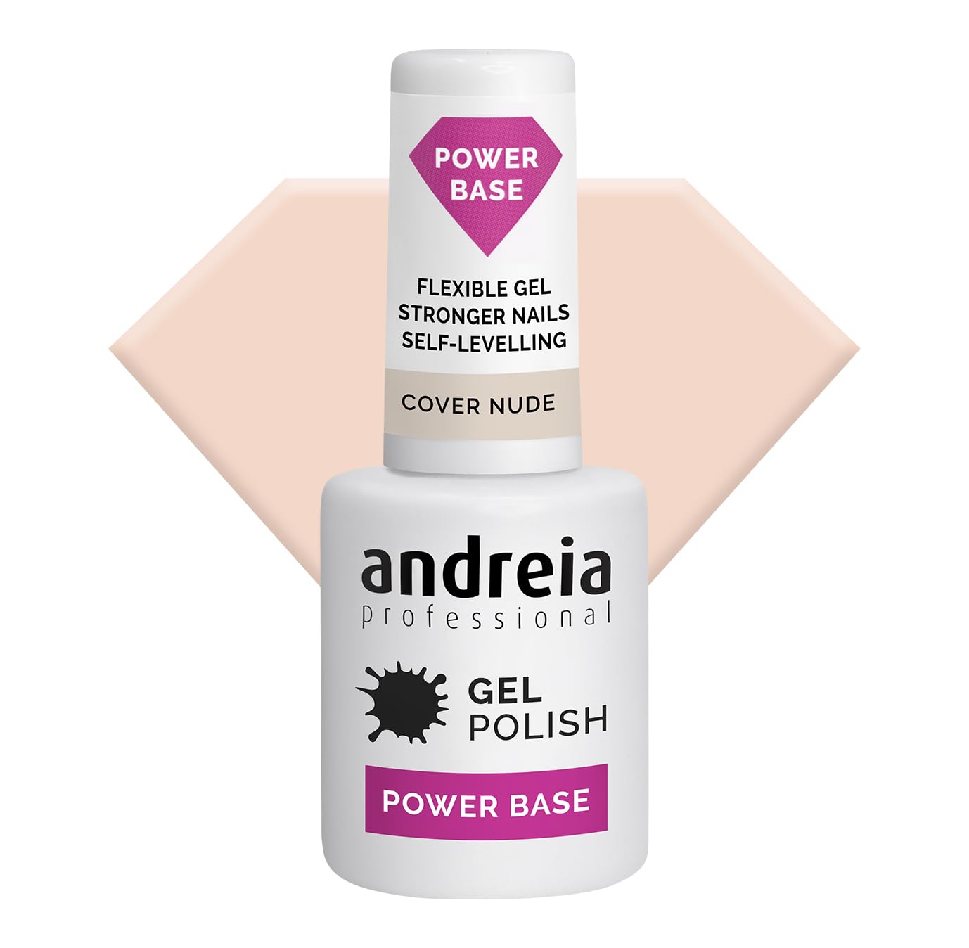Andreia Professional Nude Gel Nail Polish Power Base - High Viscosity for Stronger Nails - Builder Gel for Small Nail Extensions - Vegan - Colour Cover Nude - 10.5 ml
