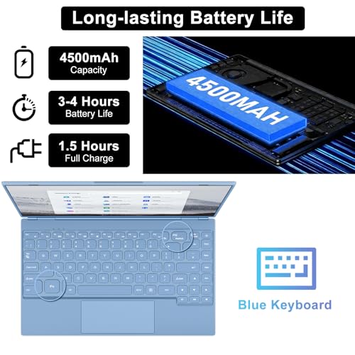 14 Inch Laptop 8GB RAM 256GB SSD Celeron N5095 Processor Chromebook, FHD 1920×1200 IPS Display, Blue Laptop with Webcam, WiFi 5, BT4.2, USB 3.0, Lightweight Business laptop, Work or Travel-Blue