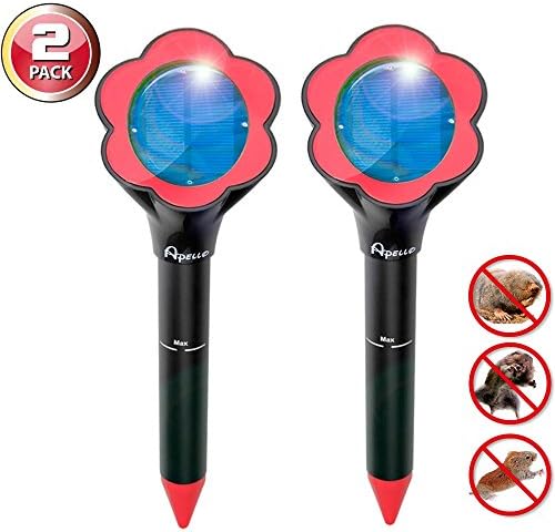 Apello 2 Pack Solar Mole Repellent Mole Repeller Rodent Repellent Repel Chipmunk Vole Gopher Humane Ultrasonic Pest Repeller Can Be Used With Organic Garlic No Killing Like Mole Traps Killer Poison