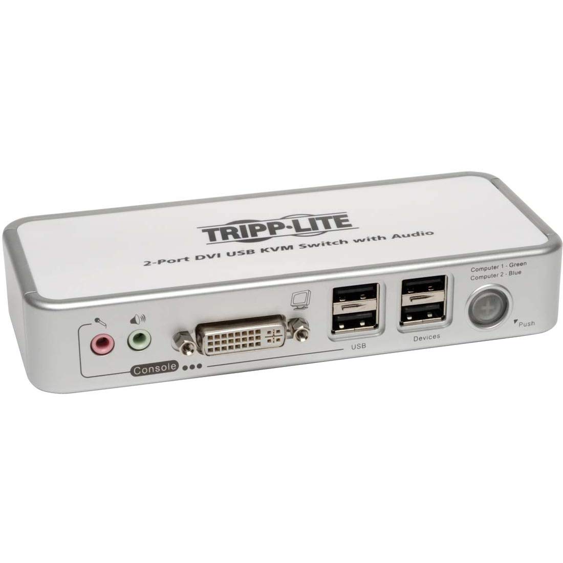 Tripp Lite KVM Switch 2-Port Compact DVI / USB w/ Audio and Cable Kit (B004-DUA2-K-R)