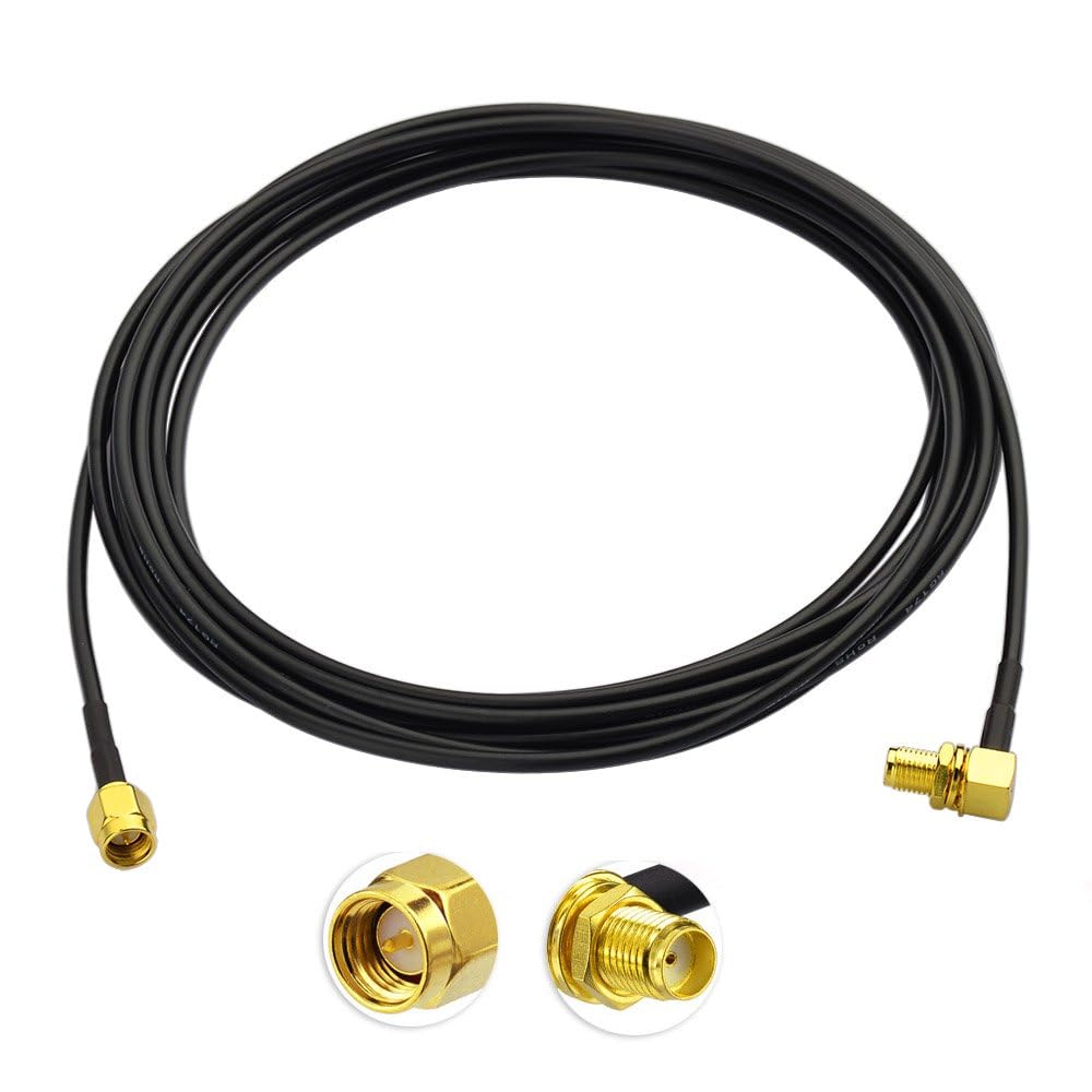 Bingfu 3 Meter RG174 4G Antenna Extension Cable SMA Male to Female Right Angle Aerial Extension Cable for 4G LTE Antenna RC FPV Multicopter TX RX Router Bluetooth Wifi Wireless Network