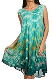 Sakkas 15803 - Nora Sleeveless Embroidered Short Tie Dye Caftan Dress/Cover up - Green - OS