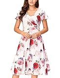 Noctflos Women's Floral Printed Chiffon Midi Casual Dress