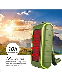 Cargador Solar Portátil Mano Crank 10000 mAh Cargador Solar Cargador de Energía 2019 Edition, Dual USB Salida & Linterna LED, 3 Modos de Energía, Cargador de Teléfono Móvil Impermeable para Interior y Exterior