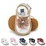 BENHERO Infant Baby Girls flower Anti-Slip Rubber Sole Prewalker Toddler Sandals (12cm(6-12Months), Black)