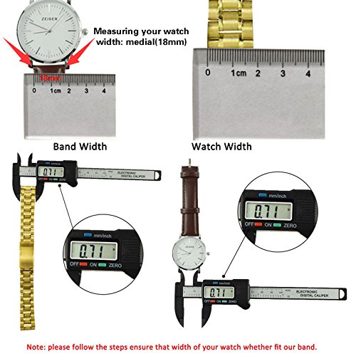 ZEIGER Men B007 Replacement Metal Wrist Watch Band (Stainless Gold 18mm)