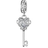 qielizhu Key Charms 925 Sterling Silver Key Charms for Bracelets Jewelry Gifts for Women