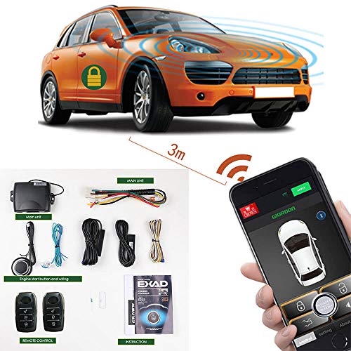 Remote Start for Car Universal Keyless Entry Car Alarm Systems 2-Way Smart Phone PKE Start Stop Central Locking with 2 Remote Controls