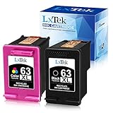 LxTek Remanufactured Ink Cartridge Replacement For 63 63XL (1 Black|1 Tri-Color) High Yield For DeskJet 1112 2130 2132 3630 3633 Envy 4520 Officejet 3830 3833 4650 - Shows Accurate Ink Level