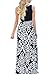 OURS Women's Casual Sleeveless Floral Print Dresses Party Long Maxi Dresses with Pockets (Sleeveless-White, S)