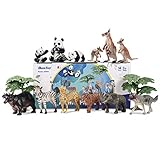 iBaseToy 14 Pieces Toy Animals for Toddlers, Plastic Animals Zoo Animals Figurines, Free Standing Realistic Animal Figure Toys Set, Perfect for Animal Gifts, Party Favors, and Kids Education