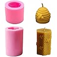 Fewo 2 Pack 3D Bee Honeycomb Candle Molds Beehive Silicone Mold for Homemade Beeswax Candle Soap Hand Lotion Bars Crayon Wax Melt Hives Candle Making Supplies