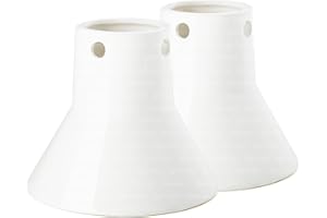 BYLEEY Beer Can Chicken Holder, Ceramic Vertical Beer Can Chicken Stand for Grill - Infusing The Chicken with The Flavor-Infused Steam, Green Egg Kamado and Classic Joe Accessories, 8" 2Pack White