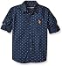 U.S. Polo Assn. Boys' Little Boys' Long Sleeve Single Pocket Sport Shirt, Classic Navy Dot, 5/6
