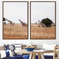 2 Piece Framed Canvas Wall Art Giraffes Canvas Prints Home Artwork Decoration for Living Room,Bedroom - 16