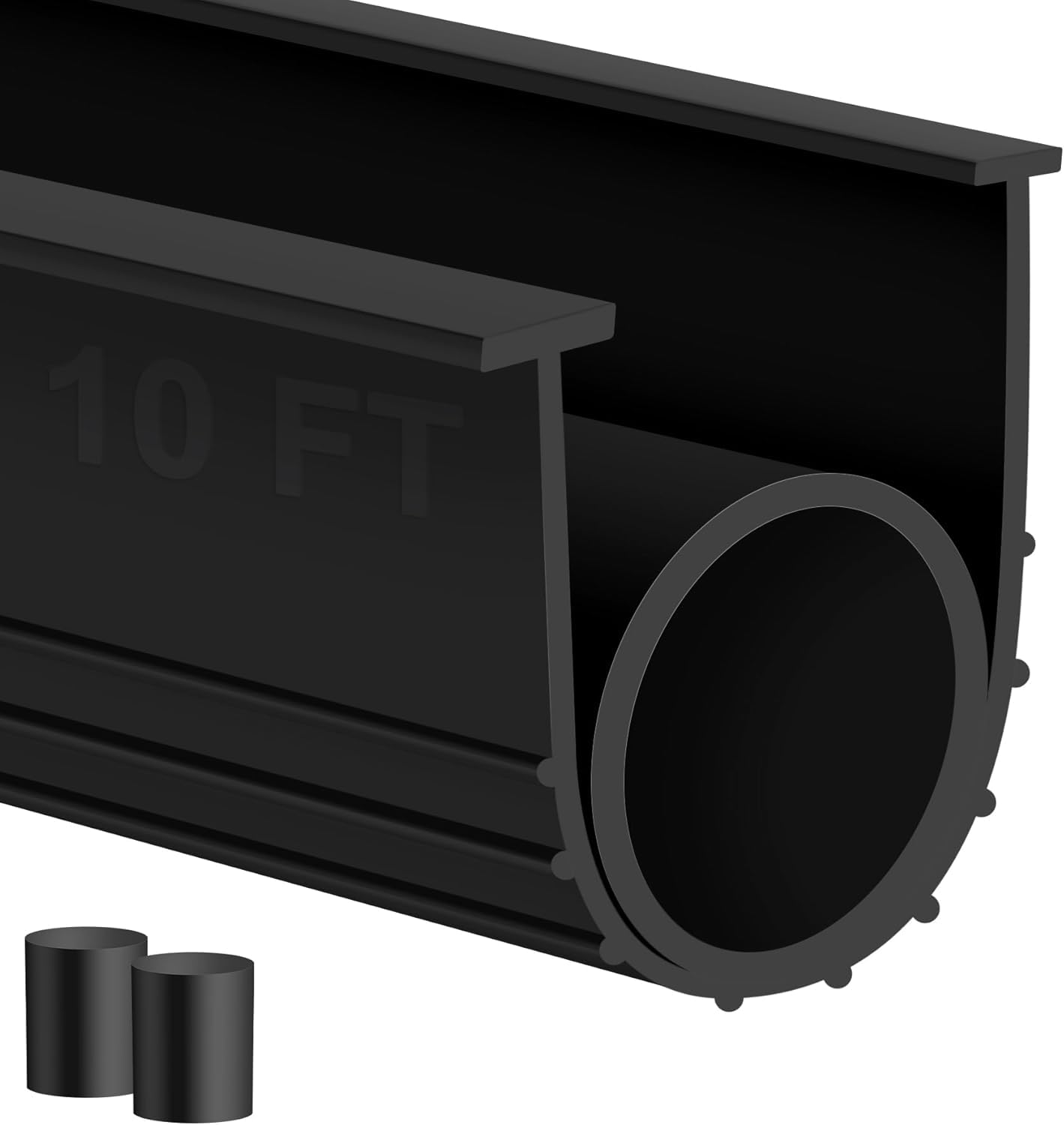 Photo 1 of MYFAMIREA Garage Door Bottom Seals Rubber 10FT Weather Stripping Weatherproof Seal Replacement Strip Kit with 5/16" T Ends & 2 End Plugs, Universal U+O Ring Buffering Sealing for Double Track, Black