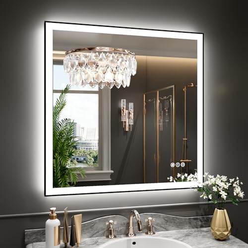 LED Bathroom Mirror with Black Frame