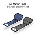 UMTELE for Fitbit Charge 2 Band, Milanese Loop Stainless Steel Metal Bracelet Strap with Unique Magnet Lock, No Buckle Needed for Fitbit Charge 2 HR Fitness Tracker Blue Large
